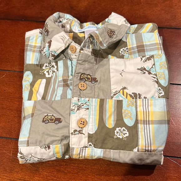 Janie and Jack Island Surf Surf Wagon Madras Plaid Patchwork Top  Size 4… - Picture 11 of 11